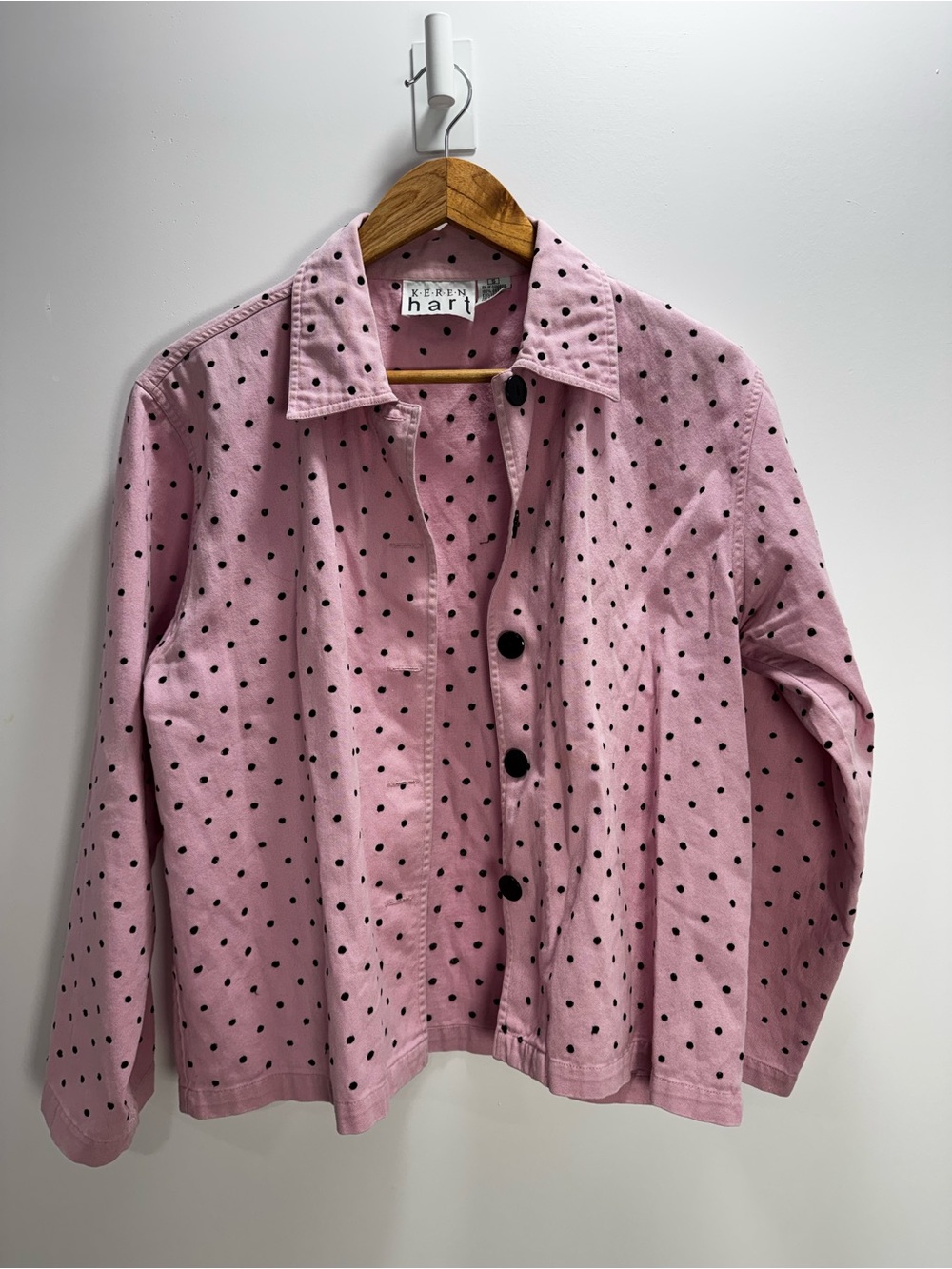 KEREN HART Pink Jacket with Black Polka Dots size S fits M too